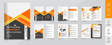 Şirket profil tasarımı modern düzeni sergiliyor, 12 sayfalık kurumsal broşür düzenlenebilir şablon düzeni Şirket profil tasarımı modern düzeni sergiliyor, 12 sayfalık kurumsal broşür düzenlenebilir şür düzeni