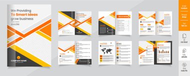 Şirket profil tasarımı modern düzeni sergiliyor, 12 sayfalık kurumsal broşür düzenlenebilir şablon düzeni Şirket profil tasarımı modern düzeni sergiliyor, 12 sayfalık kurumsal broşür düzenlenebilir şür düzeni