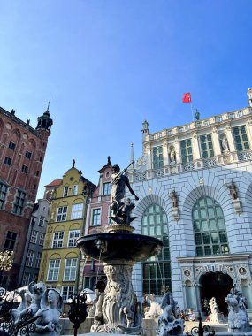 Gdansk, Polonya - 11 Temmuz 2023: Eski Gdansk kasabası, Polonya 