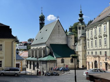 Slovakya 'nın Banska Stiavnica kentindeki tarihi merkez 