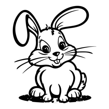 Karakter Tavşanı Ayarla 'nın şirin siyah beyaz çizimi