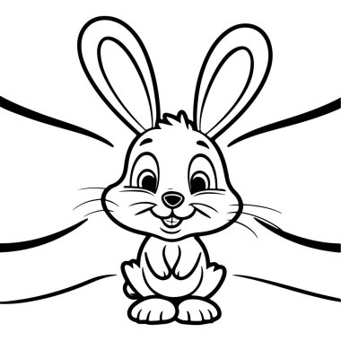 Karakter Tavşanı Ayarla 'nın şirin siyah beyaz çizimi
