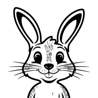 Karakter Tavşanı Ayarla 'nın şirin siyah beyaz çizimi