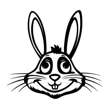 Karakter Tavşanı Ayarla 'nın şirin siyah beyaz çizimi