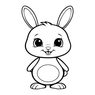 Karakter Tavşanı Ayarla 'nın şirin siyah beyaz çizimi