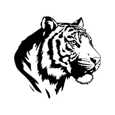 Beyaz işaretli bir kaplan başı siluet vektör biçimi oluştur