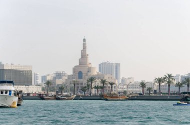 Doha corniche with Islamic Cultural Center in the background