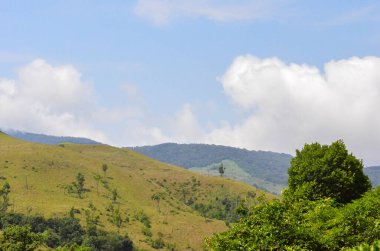 Karnataka, Hindistan 'daki Kuduremukh dağlarının zirveleri