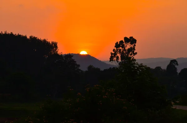 Coucher Soleil Sur Les Montagnes Madikeri Inde — Photo