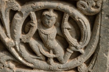 Harihareshwara Tapınağı 'nın bir kısmı Harihar, Karnataka eyaleti, Hindistan' da 12. yüzyılda inşa edildi.