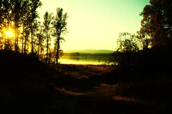 stock image Sunset on the Fraser River, Mission, British Columbia, Canada