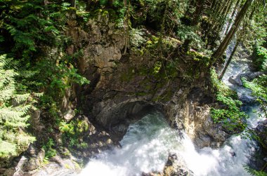 Cascade Şelalesi yakınlarındaki Kettle Nehri 'nden akan su, BC, Kanada' nın kuzeydoğusunda yer almaktadır.