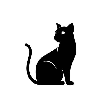 Elegant Black Cat Silhouette clipart