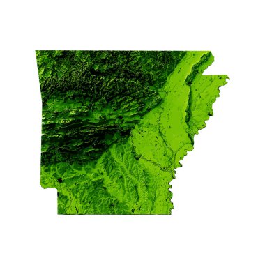 Green Elevation Map of Arkansas clipart