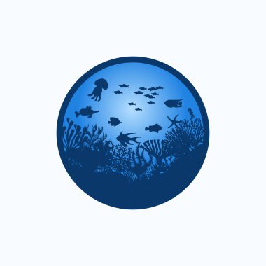 underwater scene with various marine life clipart