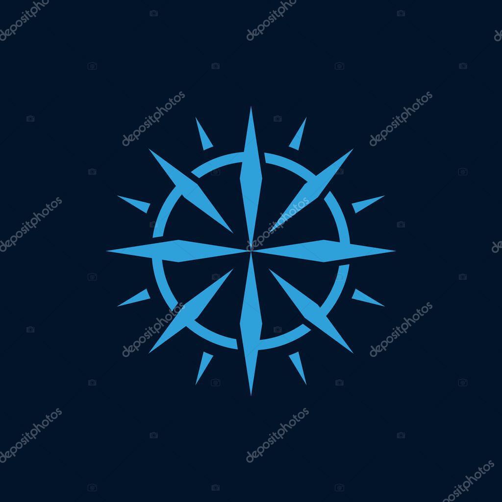 A blue compass rose