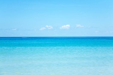 Sea and sky, Indian Ocean, Republic of Seychelles, Africa.  View over blue sea, clouds on the horizon, Seychelles.