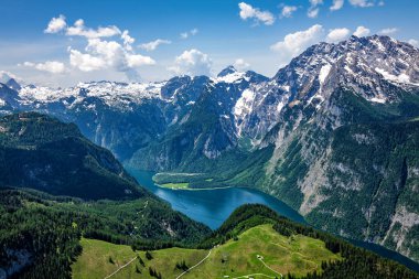 King Gölü, Koenigssee, Watzmann Doğu Duvarı, Berchtesgadener Toprakları, Bavyera, Almanya, Avrupa