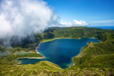 Lagoa do Fogo, Ateş Gölü, Vila Franca do Campo, Sao Miguel Adası, Azores, Acore, Portekiz, Avrupa.