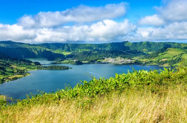 Lagoa Azul, Sete Cidades, Sao Miguel Adası, Azores, Acore, Portekiz, Avrupa