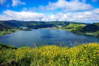 Lagoa Azul, Sete Cidades, Sao Miguel Adası, Azores, Acore, Portekiz, Avrupa