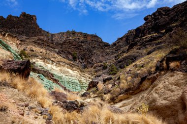 Volkanik katmanlar, Gran Kanaryası, Kanarya Adaları, İspanya.