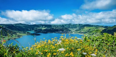 Lagoa Azul, Sete Cidades, Sao Miguel Adası, Azores, Acore, Portekiz, Avrupa