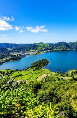 Lagoa Azul, Lagoa das Sete Cidades, Sao Miguel Adası, Azores, Acore, Portekiz, Avrupa