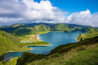 Lagoa do Fogo, Ateş Gölü, Vila Franca do Campo, Sao Miguel Adası, Azores, Acore, Portekiz, Avrupa.