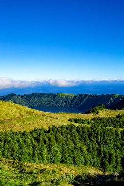 Lagoa Azul, Sete Cidades, Sao Miguel Adası, Azores, Acore, Portekiz, Avrupa.