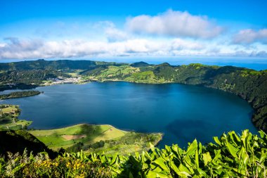 Lagoa Azul, Sete Cidades, Sao Miguel Adası, Azores, Acore, Portekiz, Avrupa