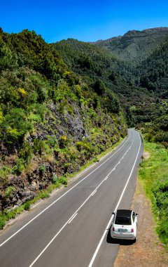 Fiat 500 yol kenarında, La Palma Adası, Kanarya Adaları, İspanya, Avrupa