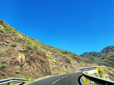 Dağ yolu TF-12, Tenerife Adası, Kanarya Adaları, İspanya, Avrupa