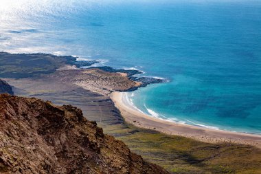 Kıyı manzarası, Risco de Famara, Lanzarote Adası, Kanarya Adaları, İspanya, Avrupa.