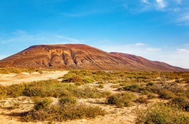 La Aguja Grande Dağı La Graciosa Adası, Lanzarote Adası, Kanarya Adaları, İspanya, Avrupa.