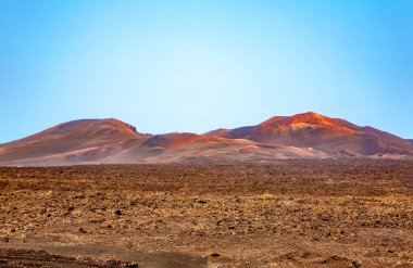 Volkanik manzara, Timanfaya Ulusal Parkı, Lanzarote Adası, Kanarya Adaları, İspanya, Avrupa