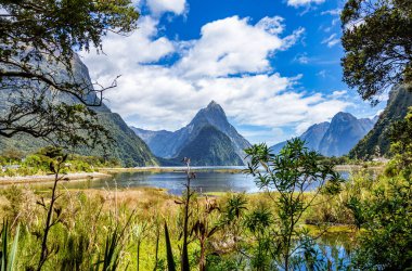 Milford Sound, Ulusal Park Fjordland, Güney Adası, Yeni Zelanda, Okyanusya