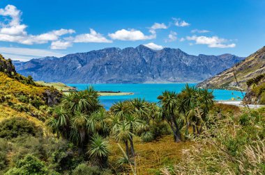 Hawea Gölü ve sıradağları, Otago, Güney Adası, Yeni Zelanda, Okyanusya