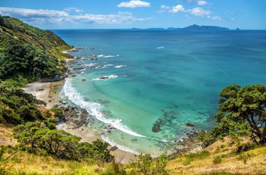 Mangawhai Heads Sahili, Kuzey Adası, Yeni Zelanda, Okyanusya. 