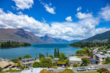 Queenstown ile Wakatipu Gölü, Otago, Güney Adası, Yeni Zelanda, Okyanus