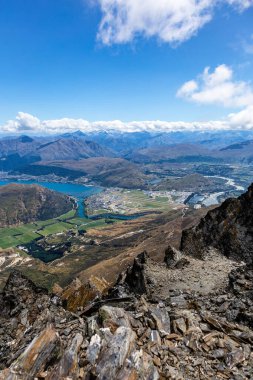 Queenstown ve göl Wakatipu, Otago, South Island, Yeni Zelanda, Oceania