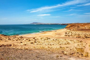 Plaj Playa del Pozo, Lanzarote Adası, Kanarya Adaları, İspanya, Avrupa.