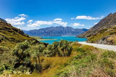 Hawea Gölü ve sıradağları, Otago, Güney Adası, Yeni Zelanda, Okyanusya