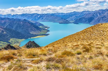Hawea Gölü ve dağlar, Otago, Güney Adası, Yeni Zelanda, Okyanusya