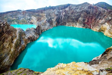 Krater Danau Alapola ve Kootainuamuri, Volkan Kelimutu, Flores Adası, Endonezya, Güneydoğu Asya