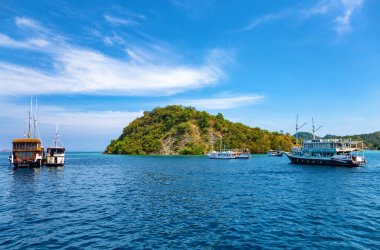 Geleneksel Phinisi yelkenli gemileri, Labuan Bajo, Flores Adası, Endonezya