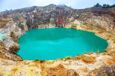 Krater Gölü Danau Alapola, Volkan Kelimutu, Flores Adası, Endonezya, Güneydoğu Asya