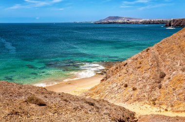 Plaj Playa Rincon, Lanzarote Adası, Kanarya Adaları, İspanya, Avrupa.