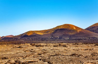 Volkanik manzara, Timanfaya Ulusal Parkı, Lanzarote Adası, Kanarya Adaları, İspanya