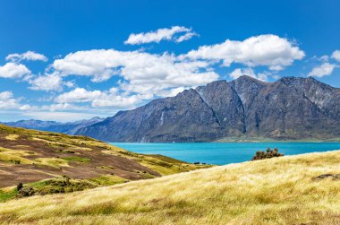 Hawea Gölü ve sıradağları, Otago, Güney Adası, Yeni Zelanda, Okyanusya